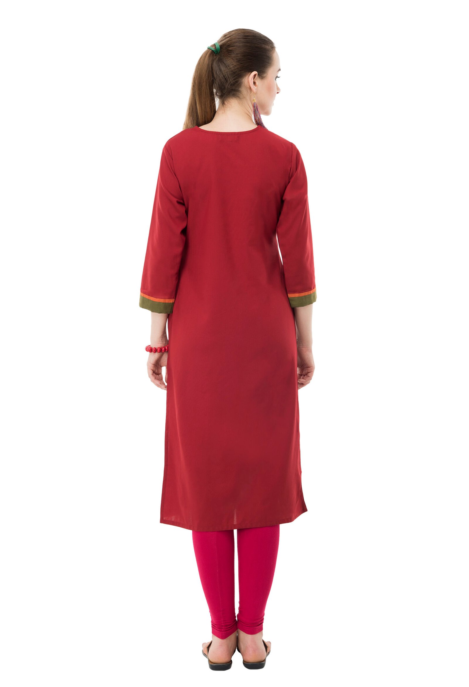 Maroon Poly Spun Embroidred Stylish Straight Kurta for Women - Image 5