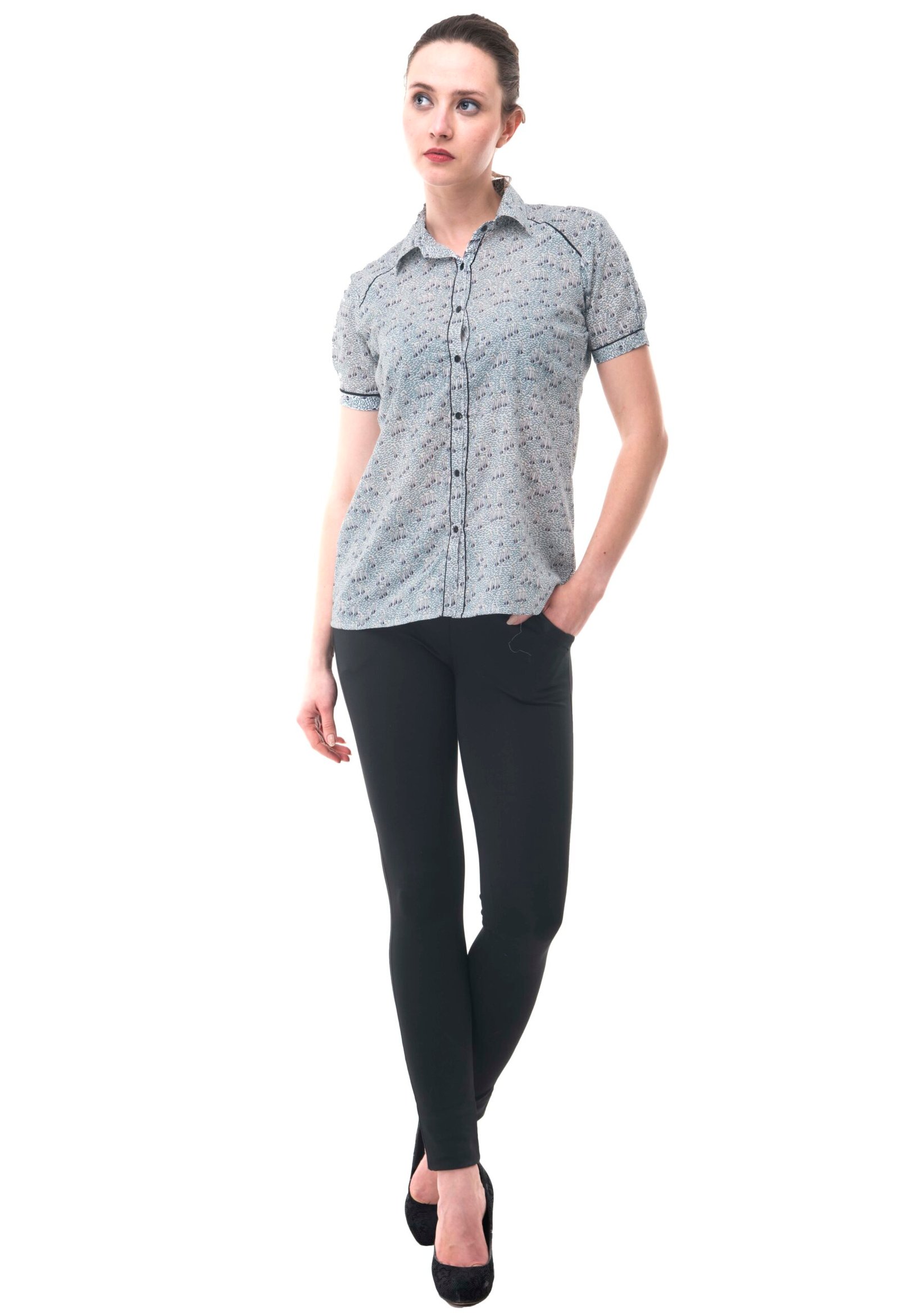 Off White Cotton Printed Stylish Shirt - Image 3