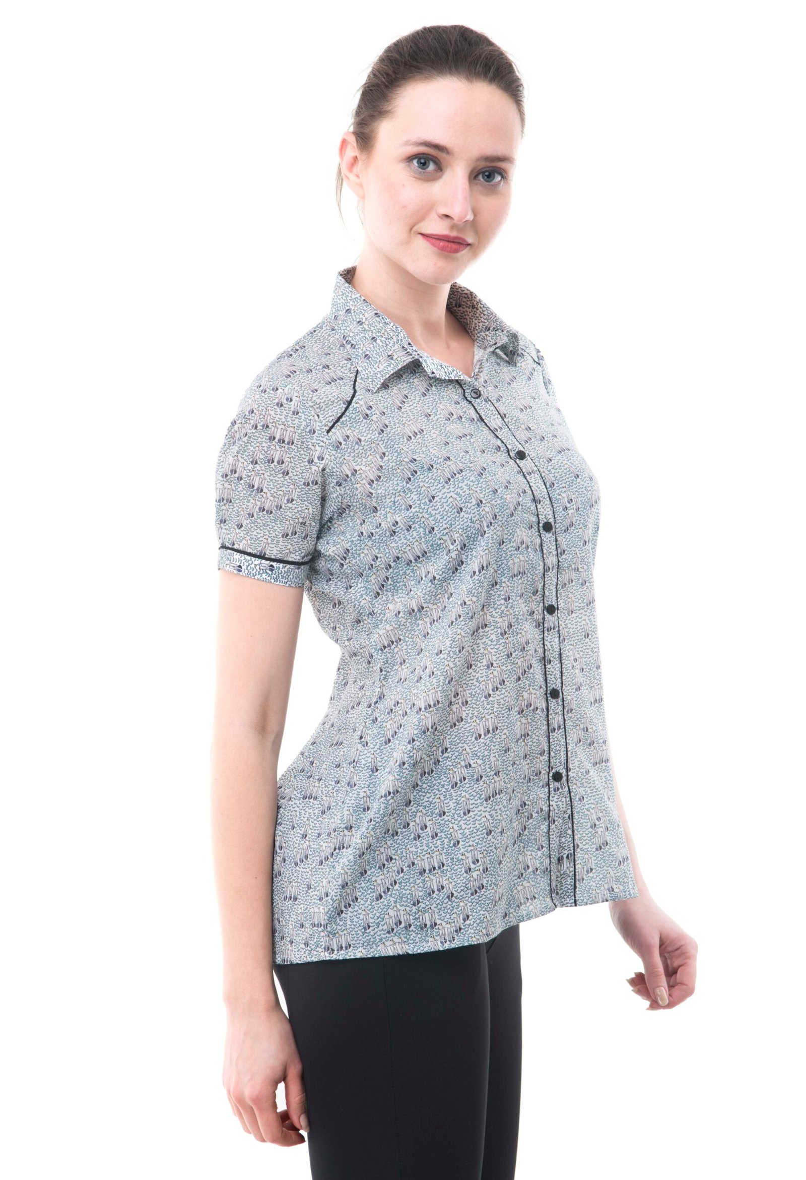 Off White Cotton Printed Stylish Shirt - Image 4