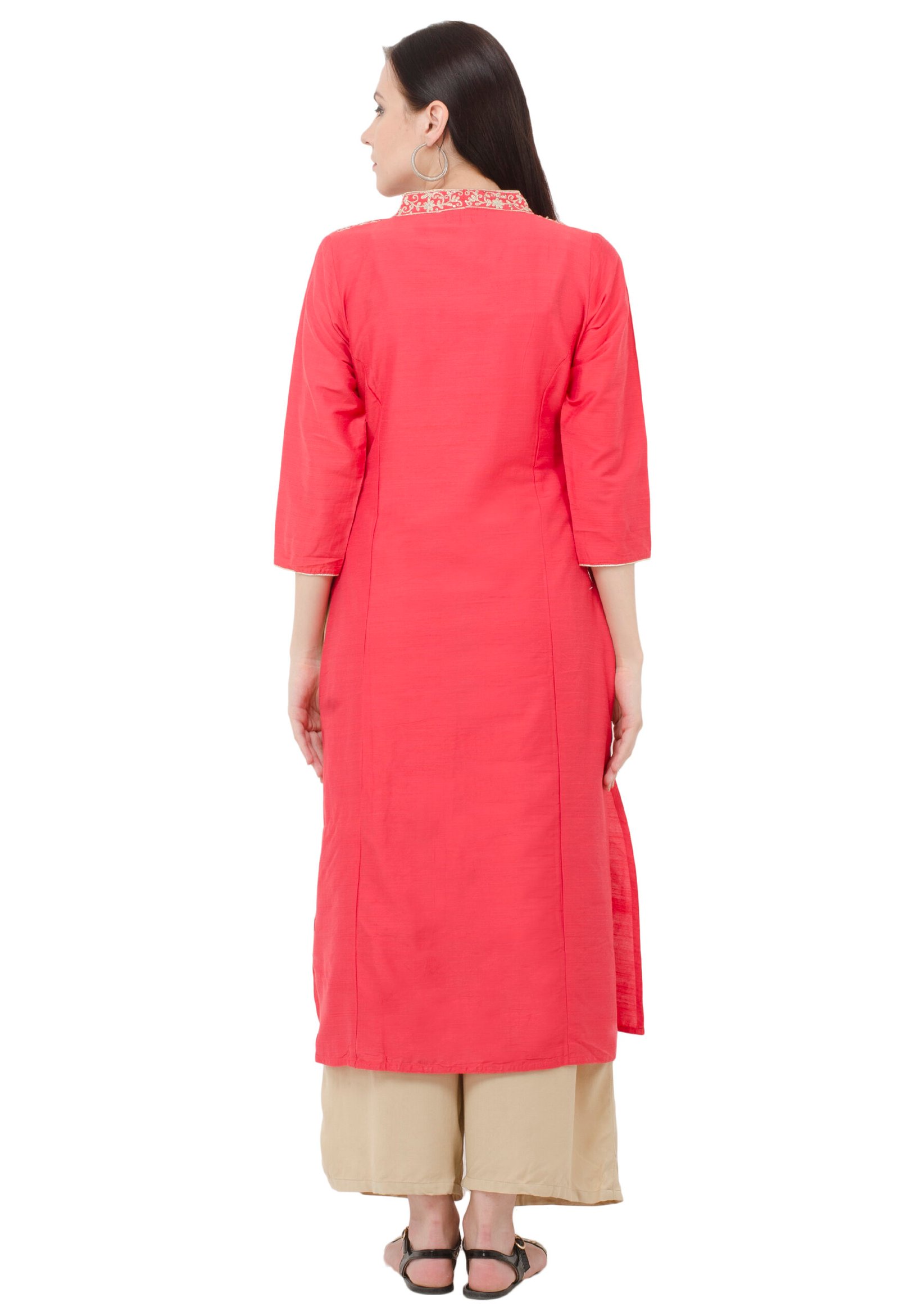 Black Poly Viscose Embroidred Stylish Straight Ladies Kurta, Kurti - Image 5