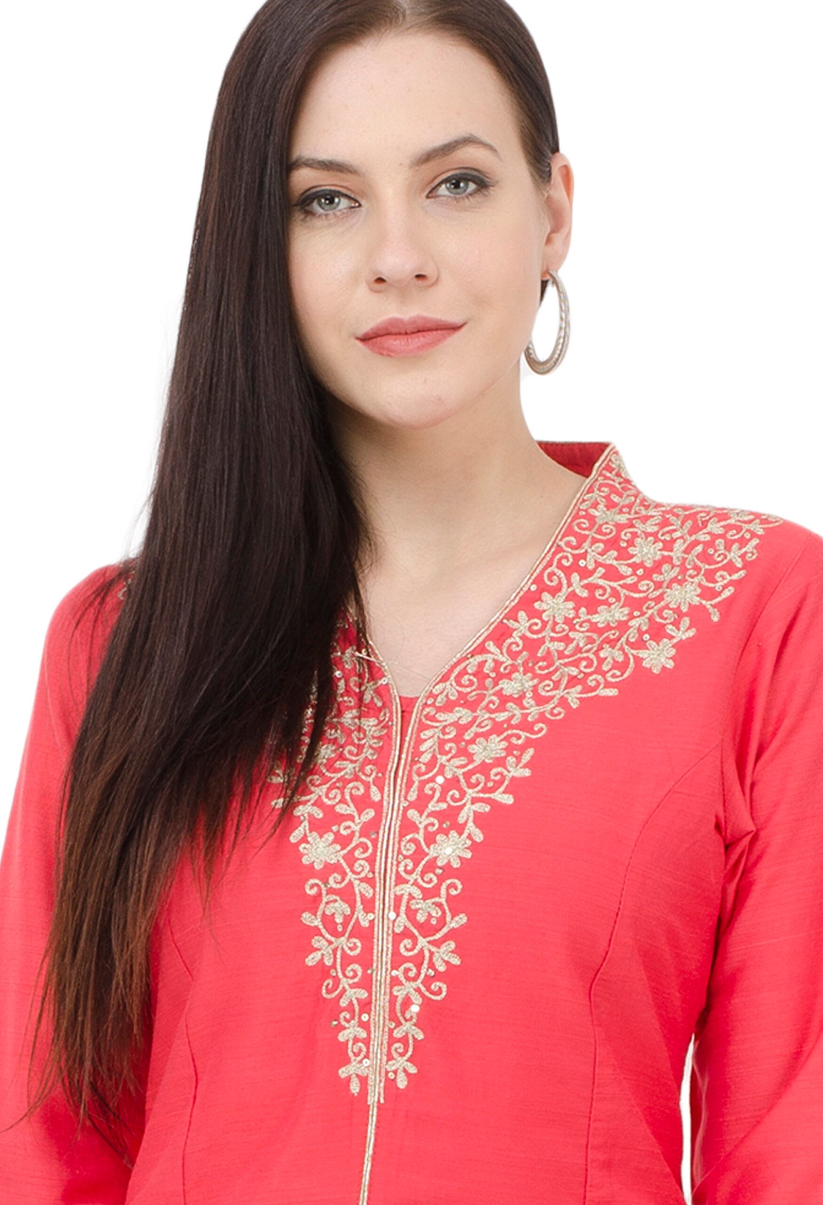 Black Poly Viscose Embroidred Stylish Straight Ladies Kurta, Kurti - Image 2