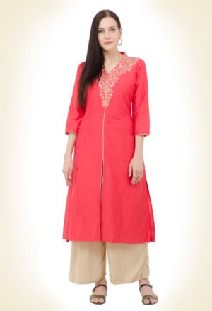 Black Poly Viscose Embroidred Stylish  Straight Ladies Kurta, Kurti