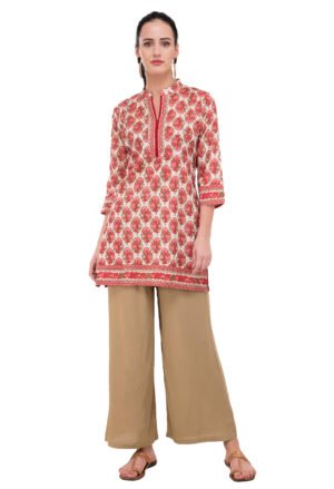Maroon Cotton Printed Stylish  Straight Ladies Kurta, Kurti