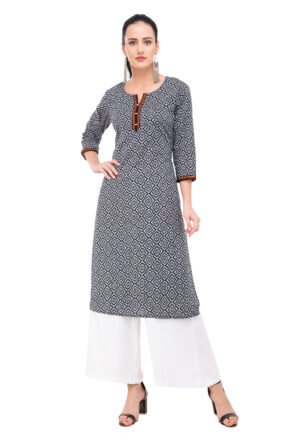 Black Pure Cotton Printed Stylish  Straight Kurta, Kurti for Women