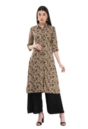 Blue 100% Cotton Printed Stylish  Straight Kurta, Kurti for Women