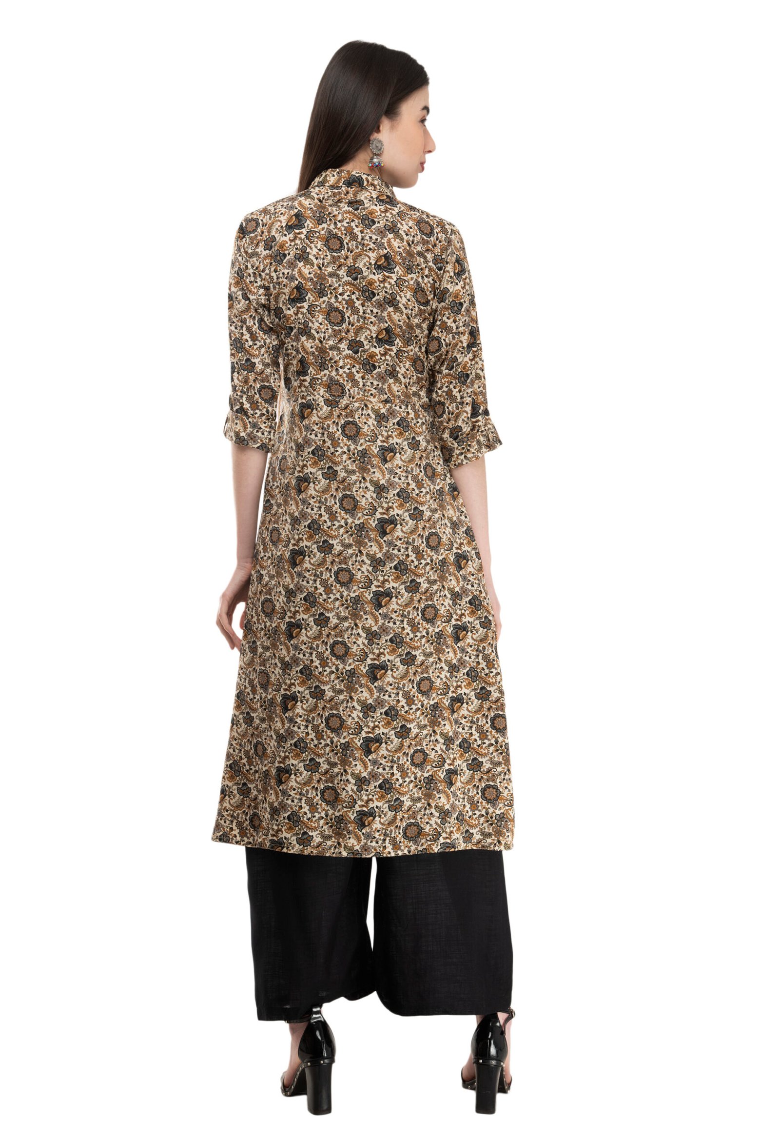 Blue 100% Cotton Printed Stylish Straight Kurta, Kurti for Women - Image 5