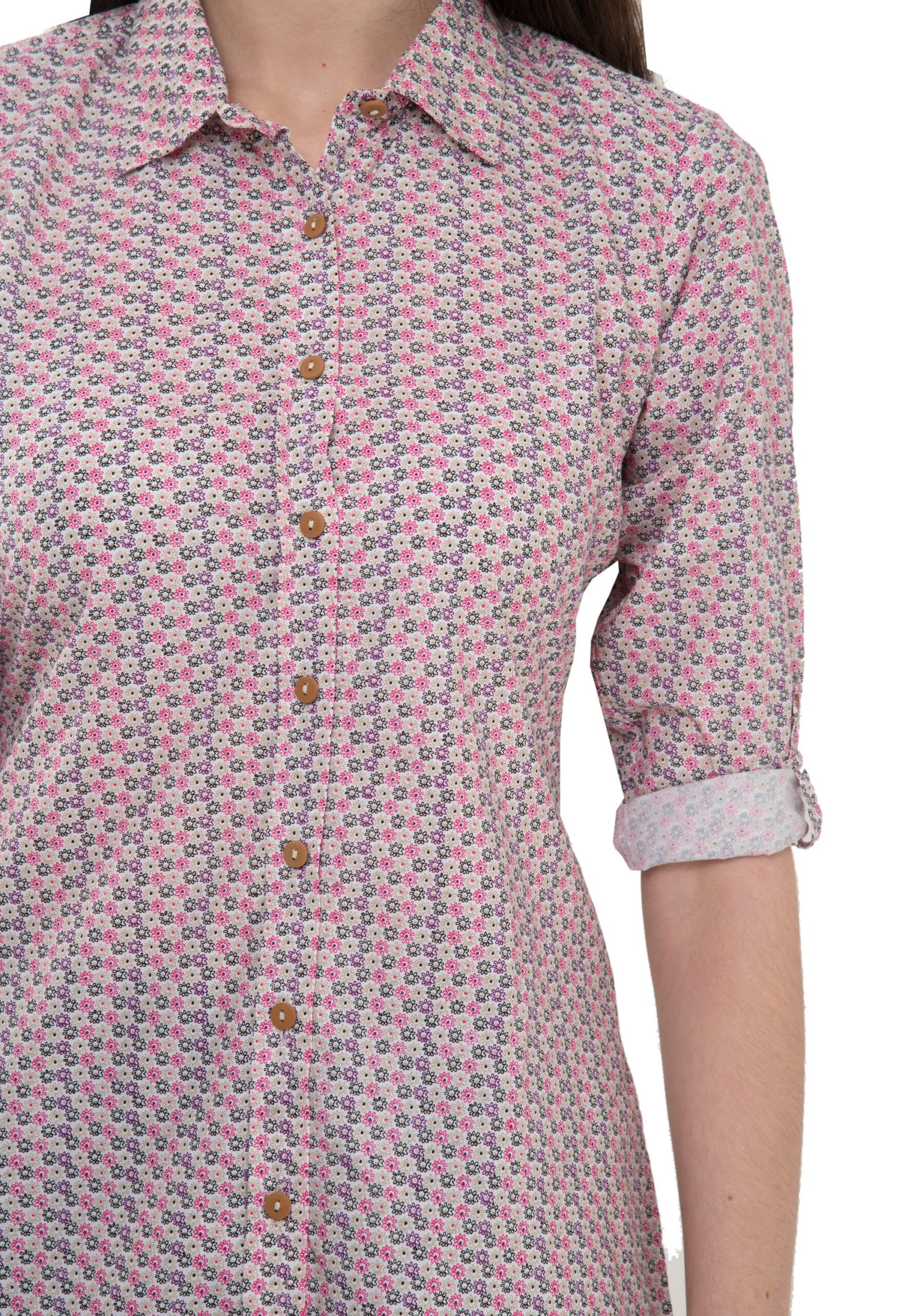 Off White Pure Cotton Printed Stylish Ladies Shirt - Image 2