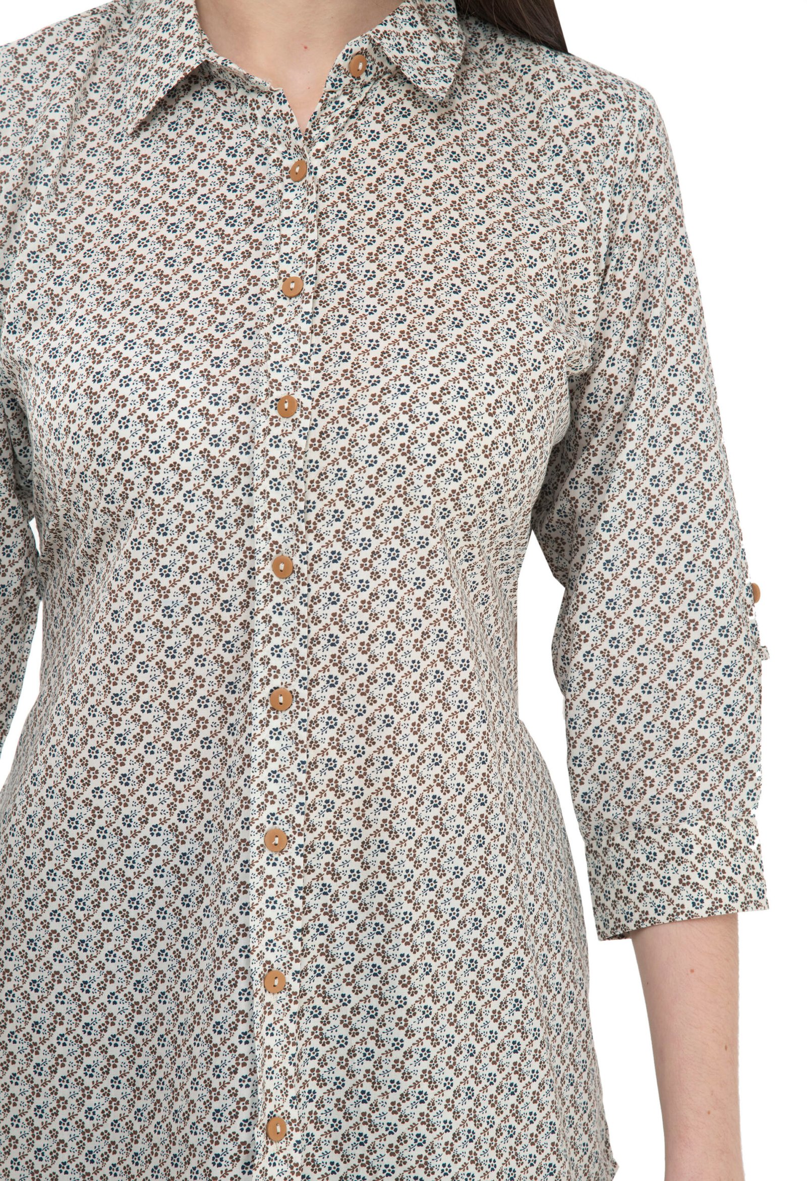 Off White Cotton Printed Stylish Ladies Shirt - Image 2