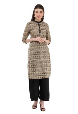 Black 100% Cotton Printed Stylish  Straight Kurta, Kurti for Women