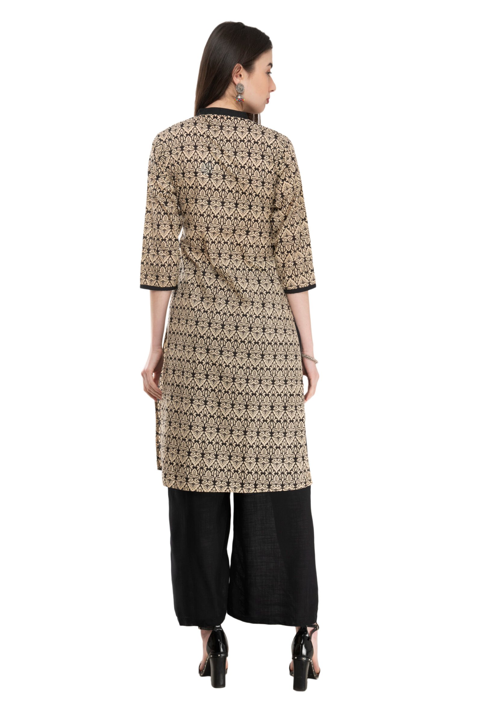 Black 100% Cotton Printed Stylish Straight Kurta, Kurti for Women - Image 5